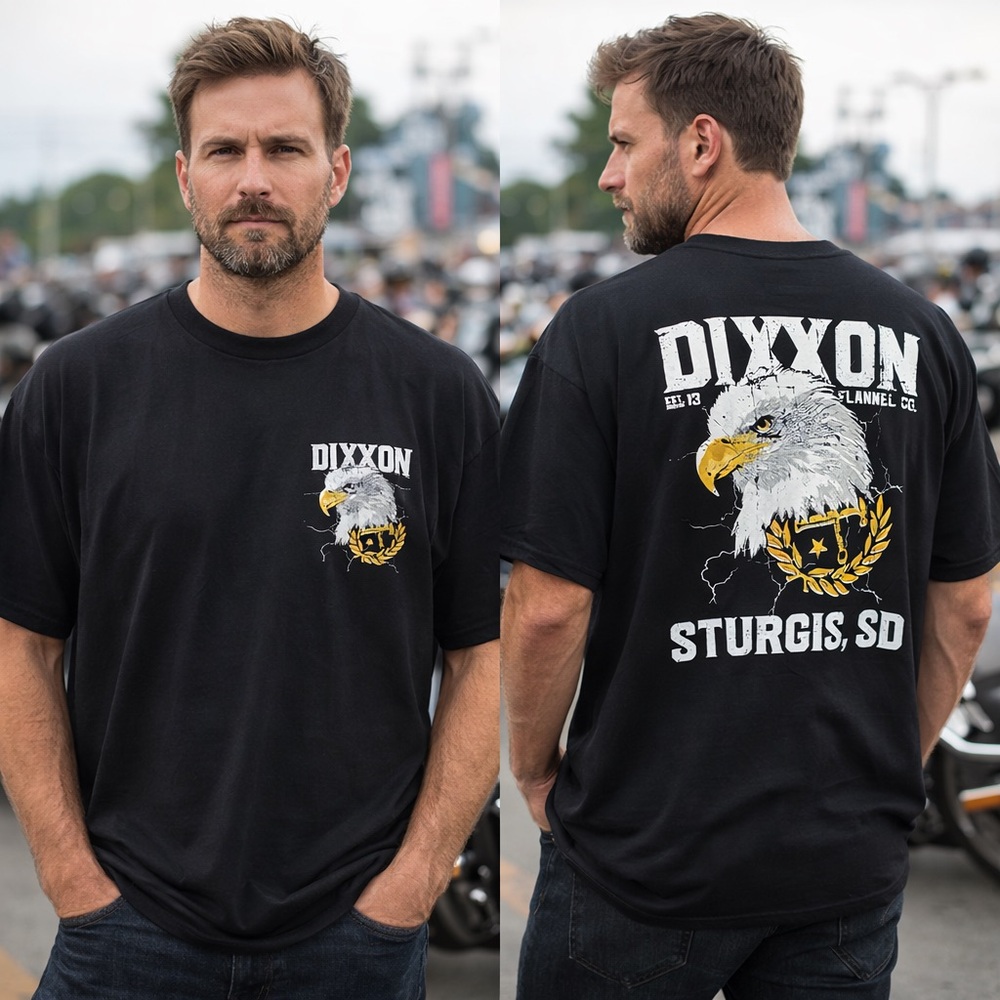 Dixxon Flannel Co Sturgis SD Eagle Graphic Tee Black Biker Rally Shirt 3X